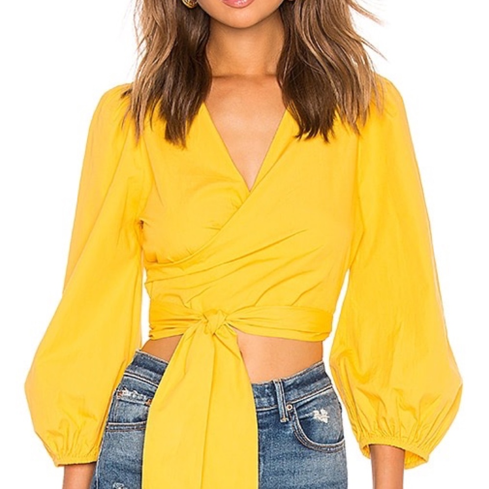 SAYLOR Puff Sleeve Wrap Blouse XS